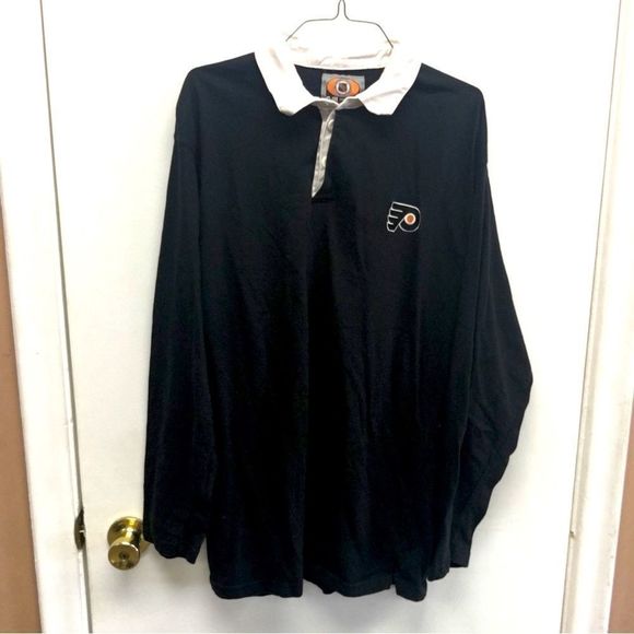 Philadelphia Flyers Long-sleeve Button Up Polo Collared Shirt Mens XL - Picture 1 of 6